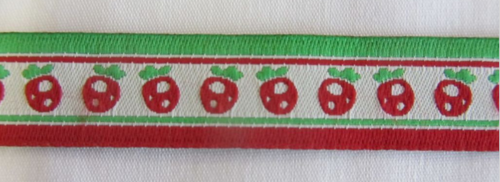 Borte grün, weiß, rot gestreift mit Erdbeeren