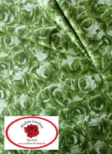 Baumwollstoff-Rosenstoff "green Roses"