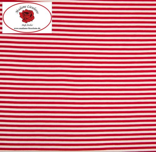 Viscose-Jersey rot/weiß gestreift (1stk = 0,5m)