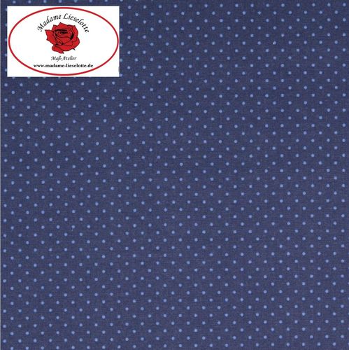 Baumwoll-Jersey dunkelblau Punkte rauchblau_OEKO-TEX® Standard 100 (1stk=0,5m)